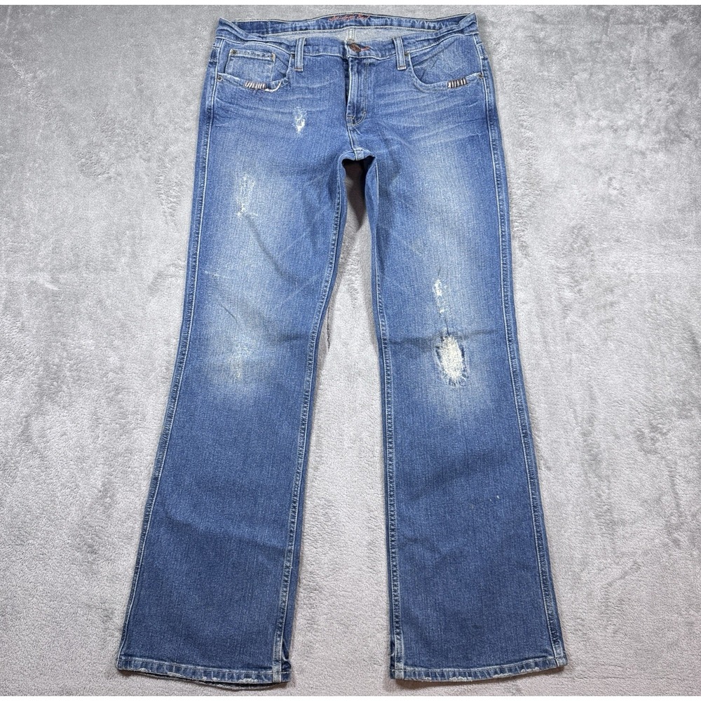 American Eagle Womens Boot Jean Light Distressing Sz 12 Reg Med Wash